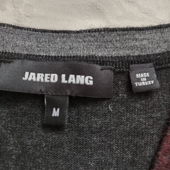Jared Lang v-neck lightweight knit wool blend sweater charcoal - Picture 5 of 8